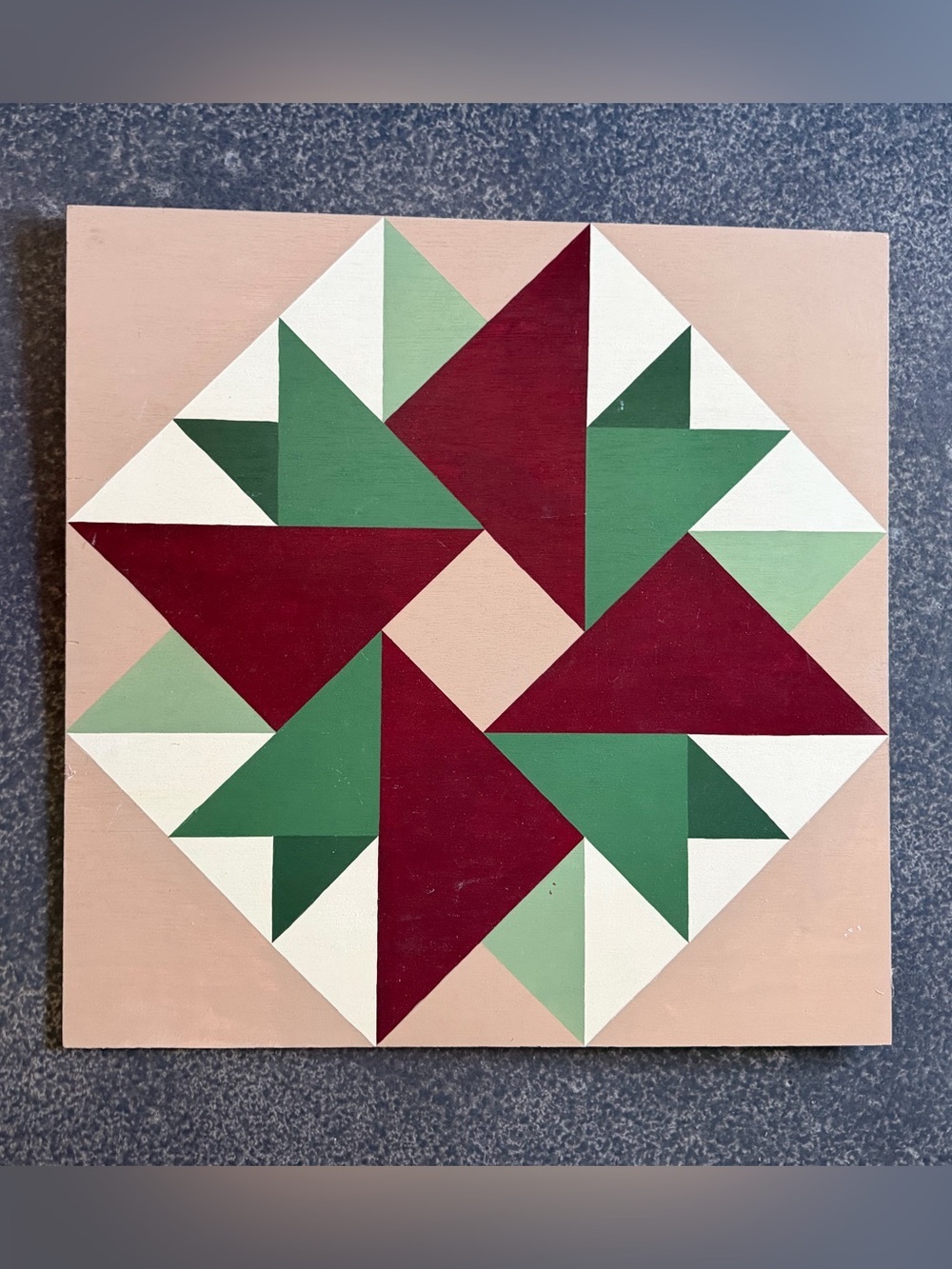 Barn Quilt Hand Painted 24”x24” Wood‎ Thin Handmade Quilt Piece